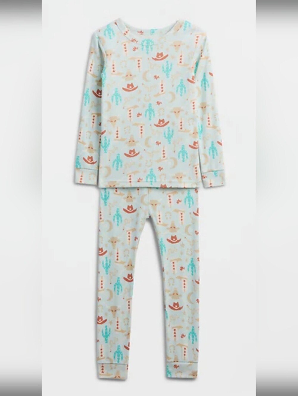 Gap Kids Western Long John Pajama Set 3Y 4Y NWT Sealed Cowboy Cactus Print NEW
